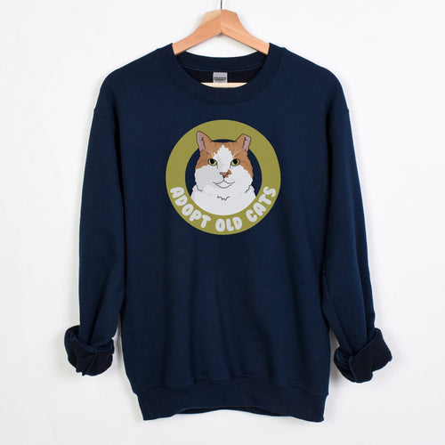Adopt Old Cats | Crewneck Sweatshirt - Detezi Designs-49880767038356075056