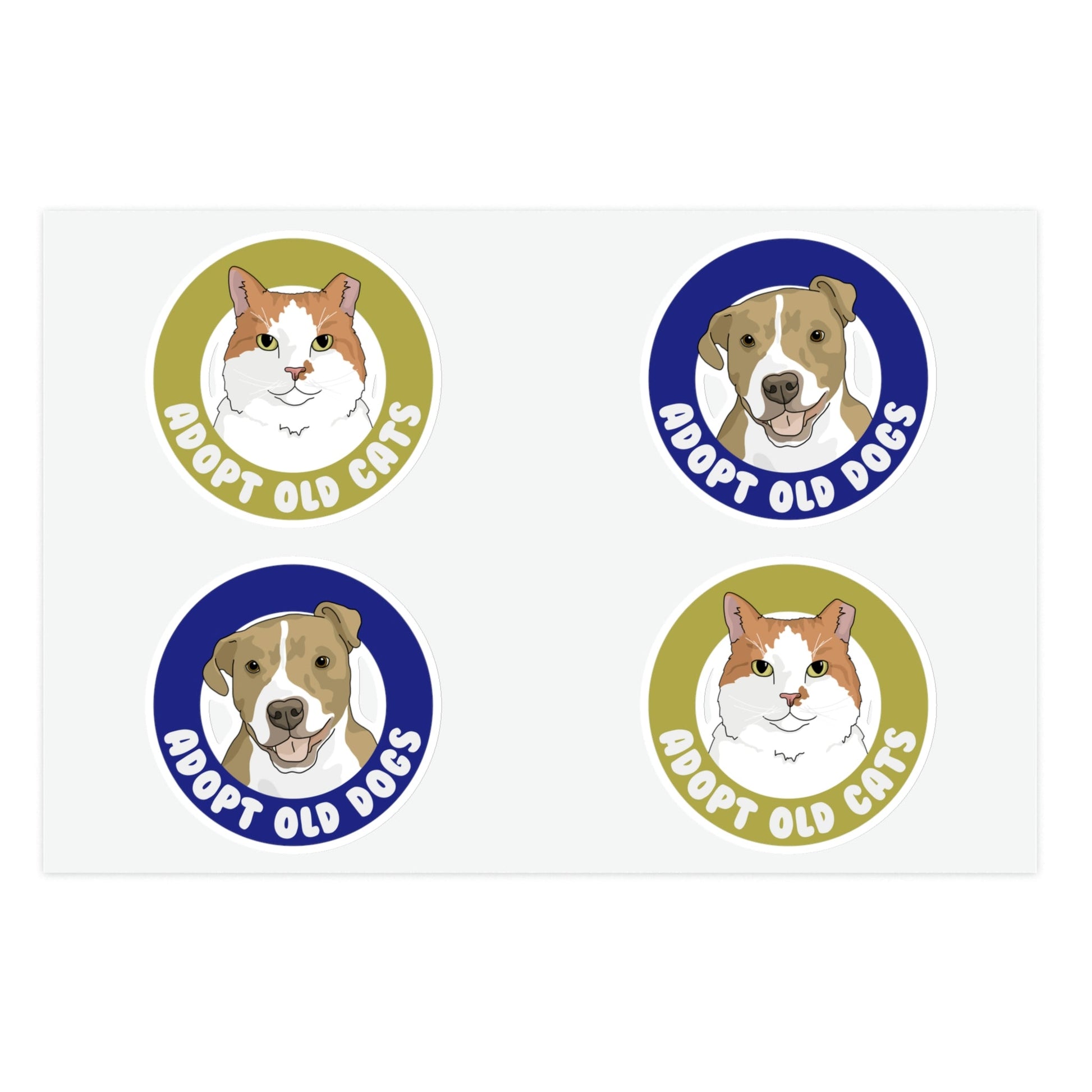 Adopt Old Cats + Dogs | Sticker Sheet - Detezi Designs-10117944196251212585