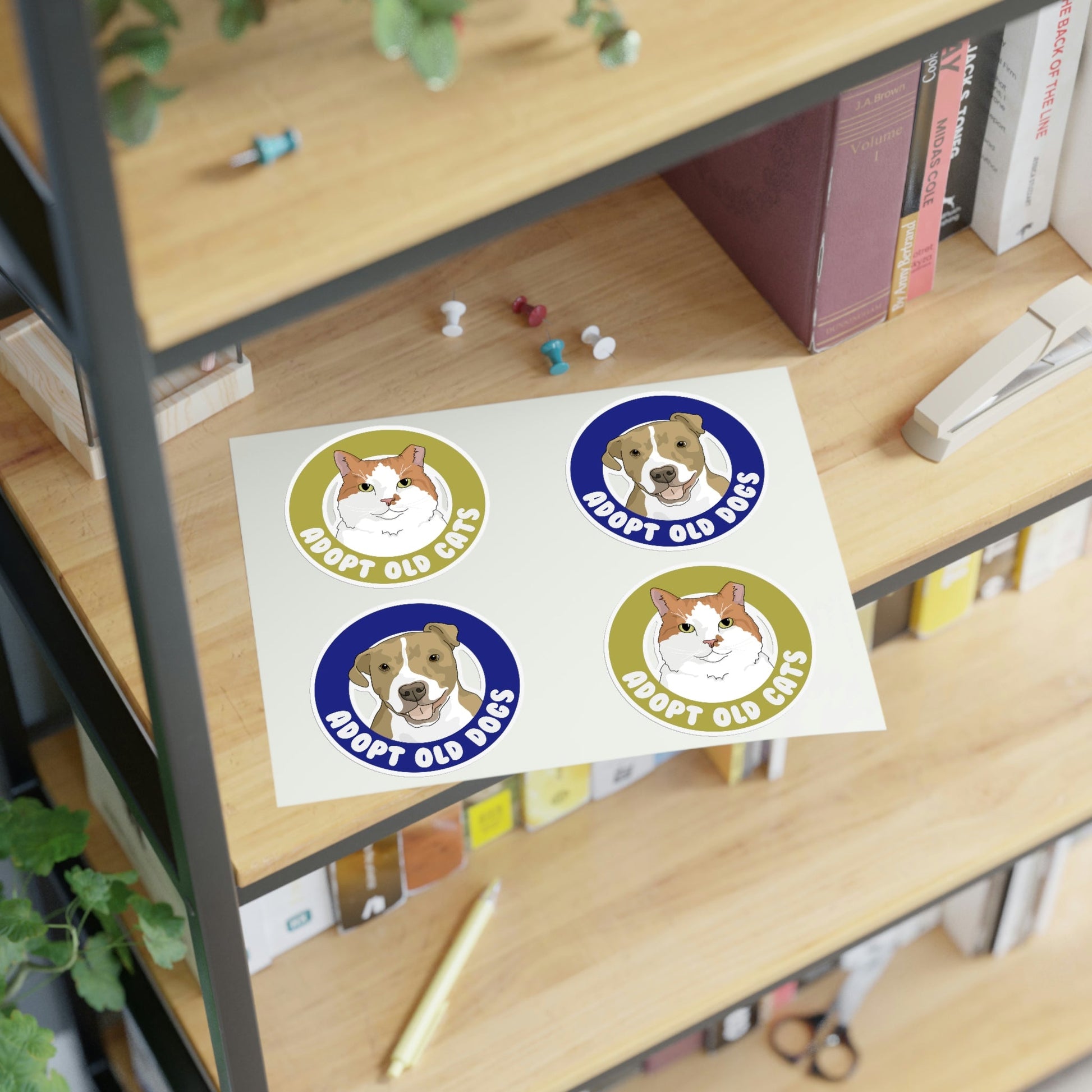 Adopt Old Cats + Dogs | Sticker Sheet - Detezi Designs-28128851347407180540