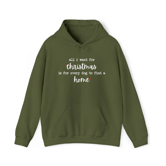 All I Want For Christmas Is For Every Dog To Find A Home | Hooded Sweatshirt - Detezi Designs-17541767192288765637