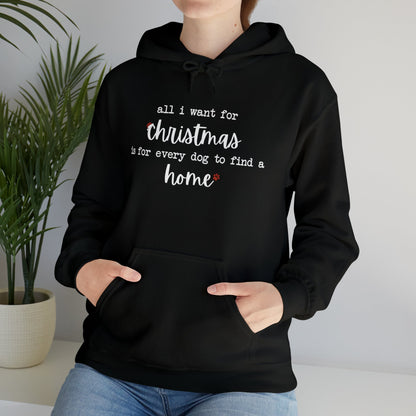All I Want For Christmas Is For Every Dog To Find A Home | Hooded Sweatshirt - Detezi Designs-21453366686454596754