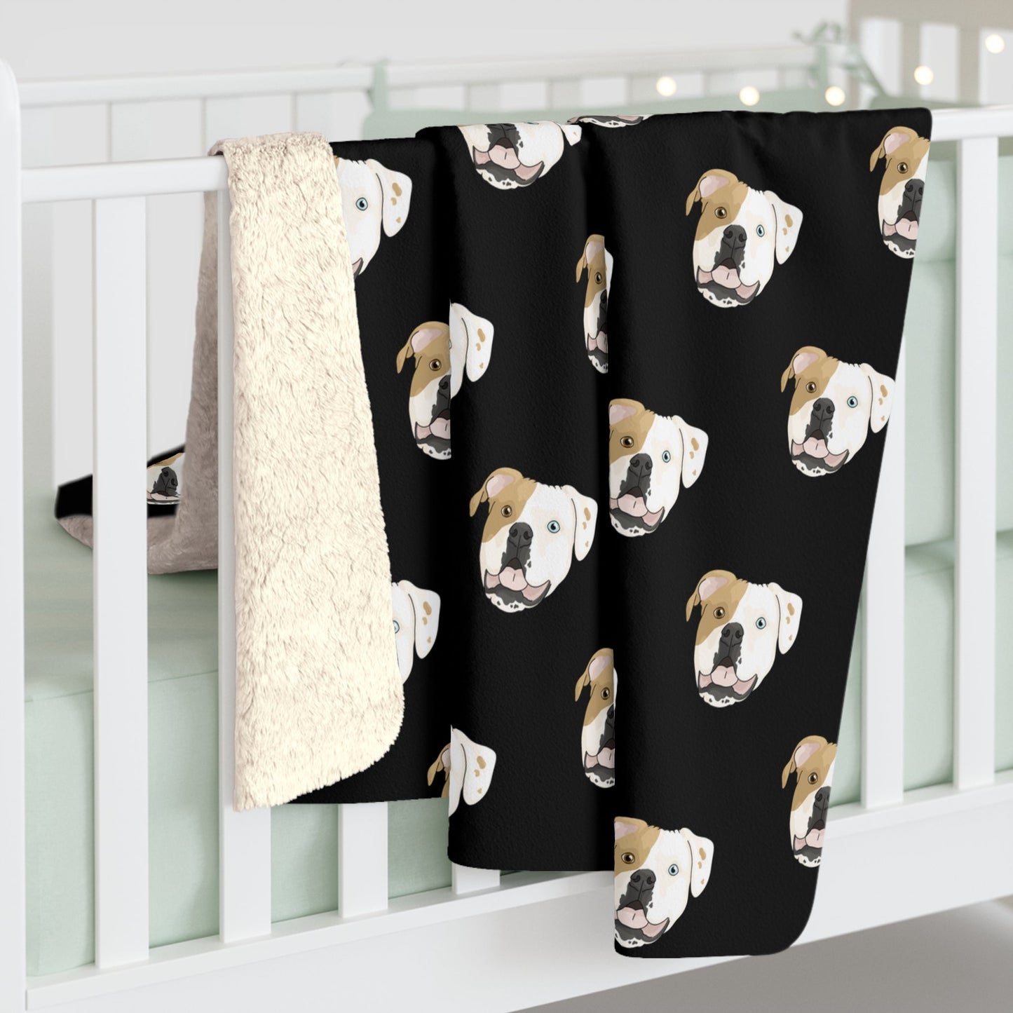 American Bulldog Face | Sherpa Fleece Blanket - Detezi Designs-20374987526151466284