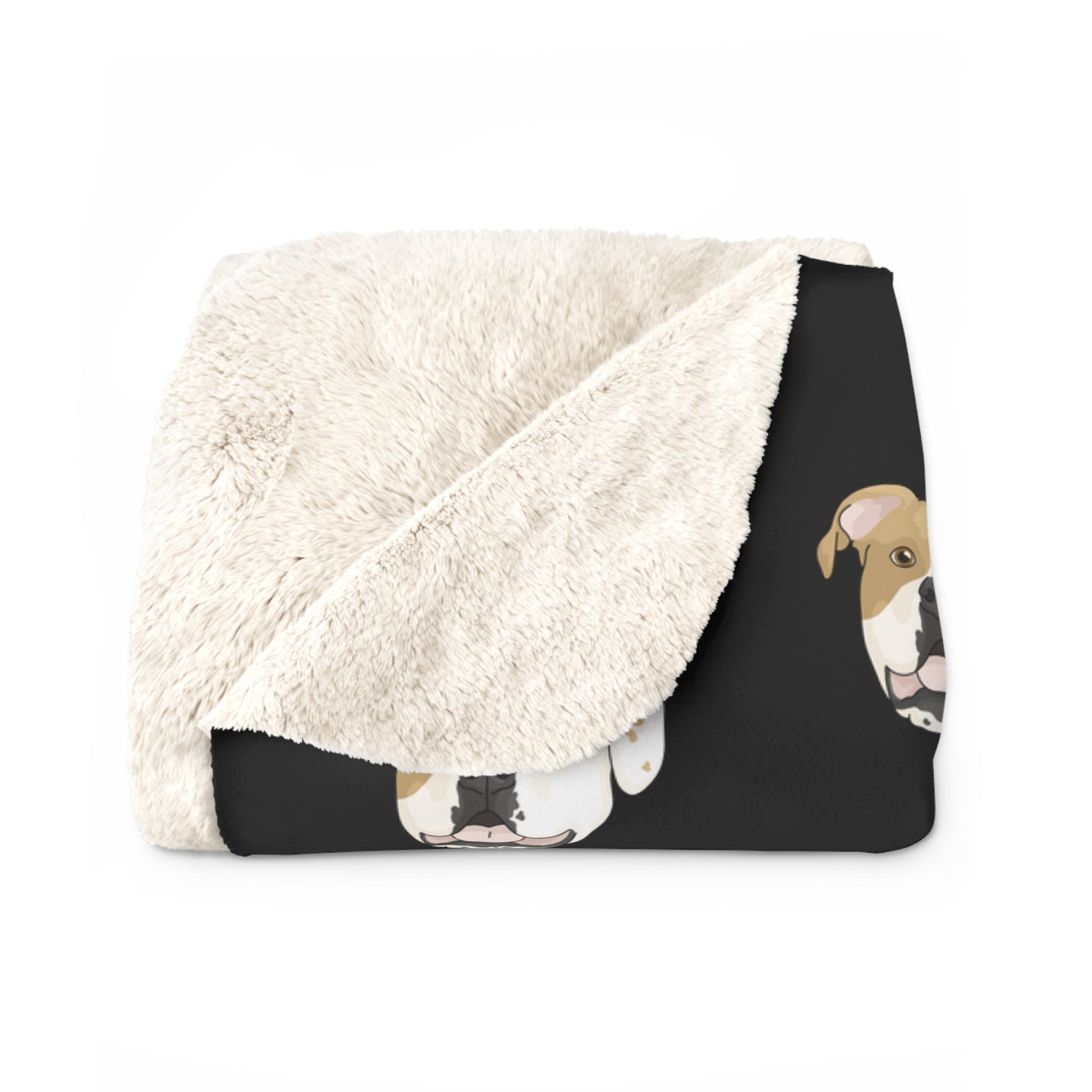 American Bulldog Face | Sherpa Fleece Blanket - Detezi Designs-20374987526151466284