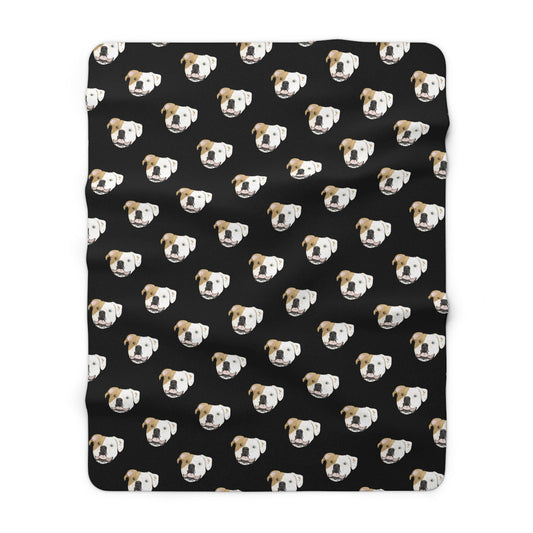 American Bulldog Face | Sherpa Fleece Blanket - Detezi Designs-26889932862721580923