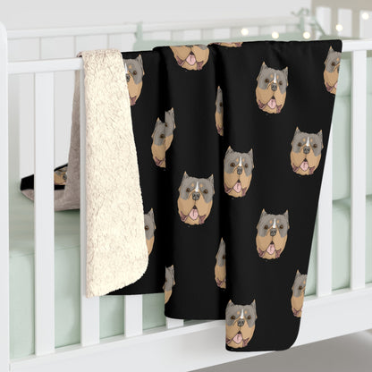 American Bully Faces | Sherpa Fleece Blanket - Detezi Designs-17112973820585968593