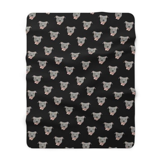 American Pit Bull Terrier Face | Sherpa Fleece Blanket - Detezi Designs-23861411895052860082