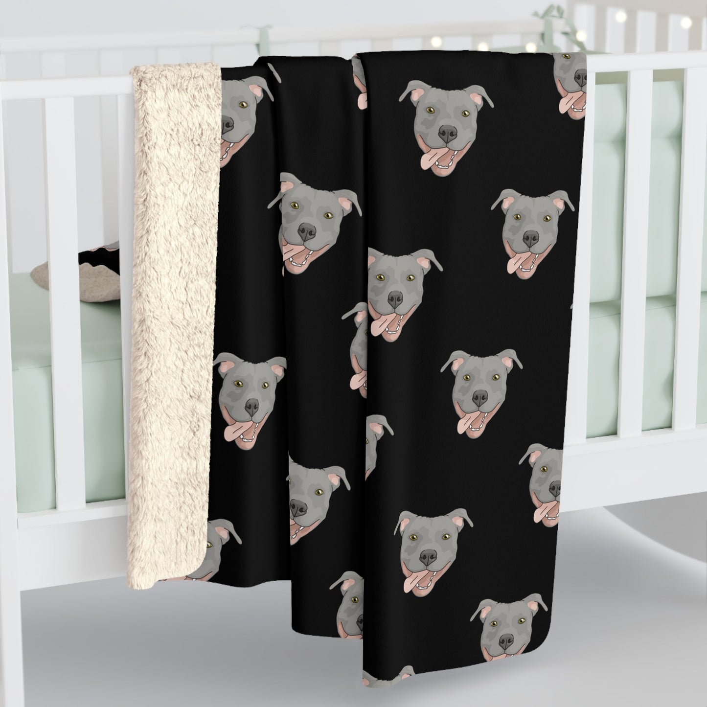 American Pit Bull Terrier Face | Sherpa Fleece Blanket - Detezi Designs-41706122107708032930