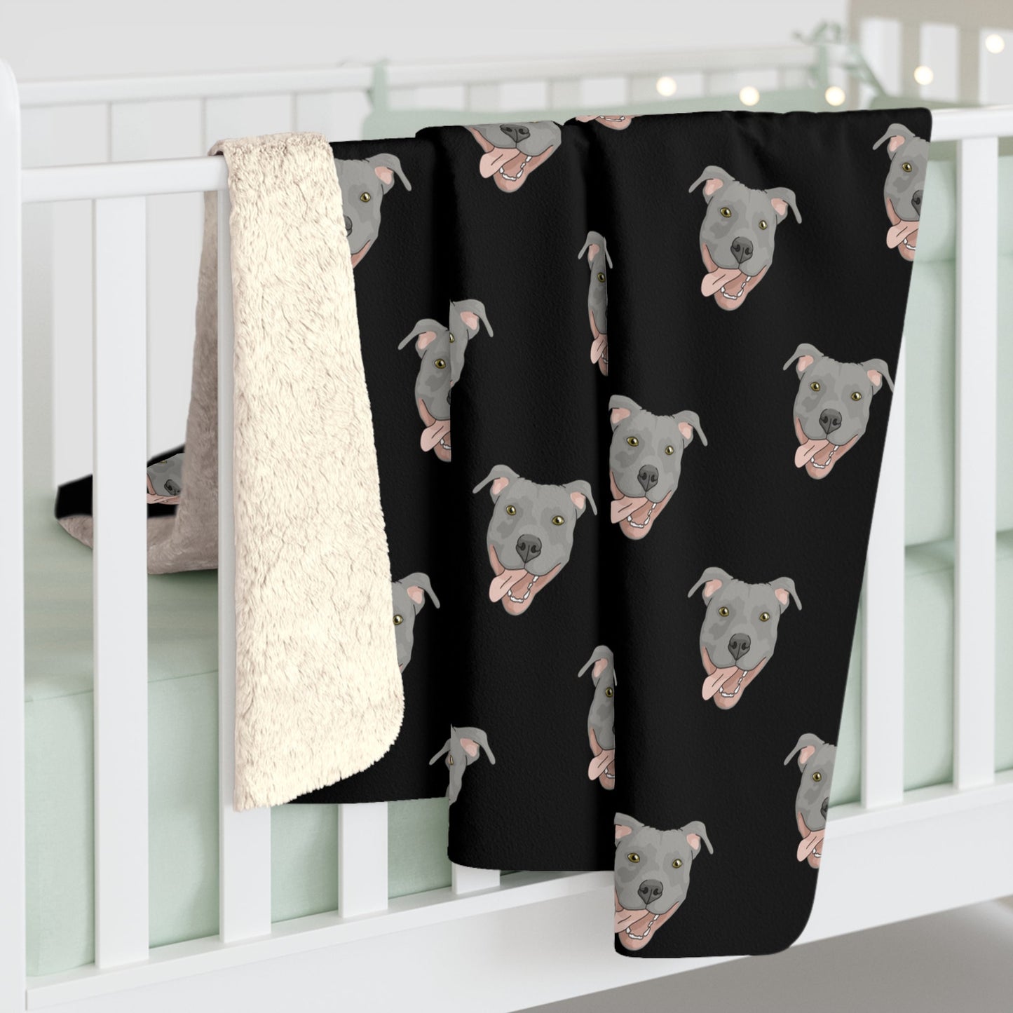 American Pit Bull Terrier Face | Sherpa Fleece Blanket - Detezi Designs-41706122107708032930