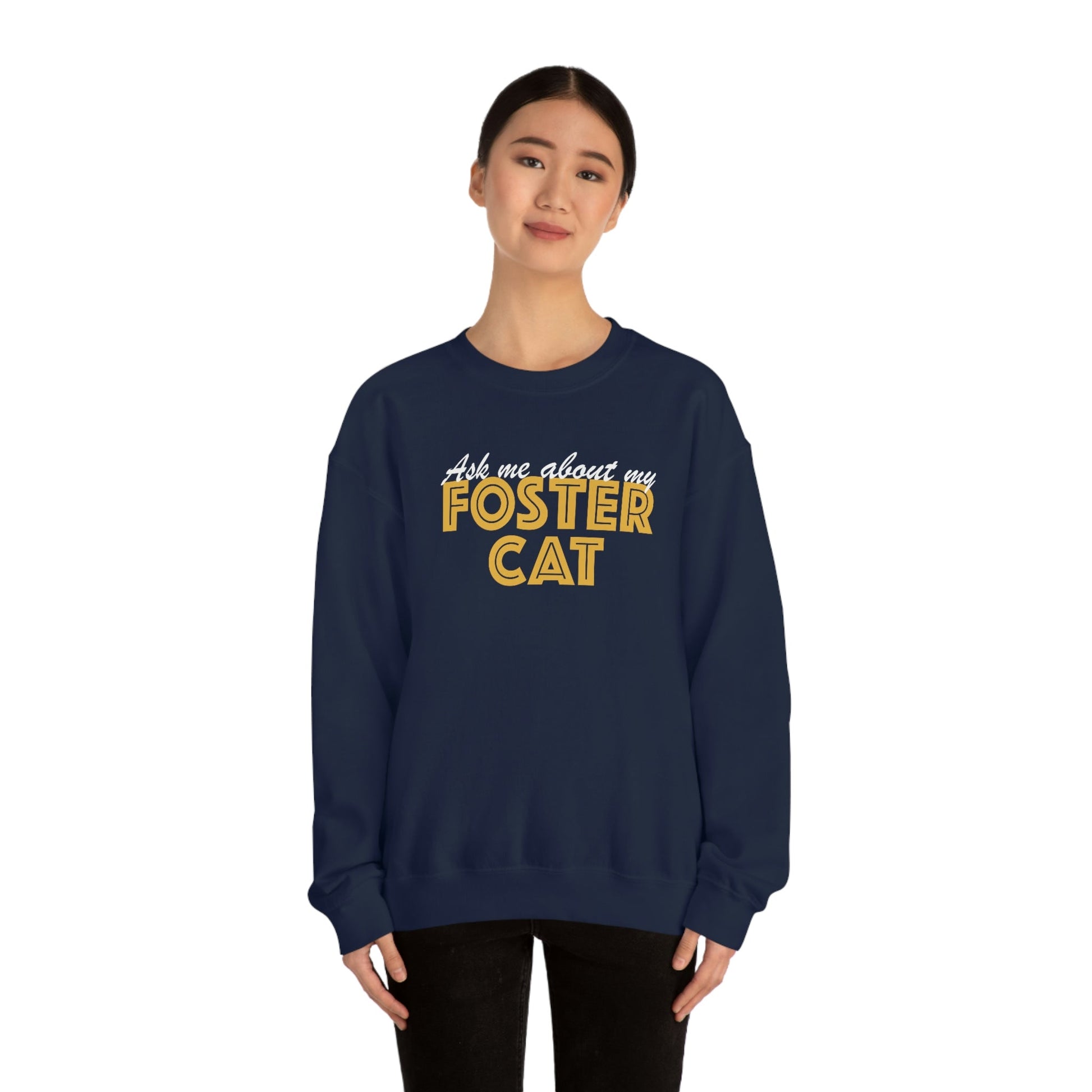 Ask Me About My Foster Cat | Crewneck Sweatshirt - Detezi Designs-10482565021099863655