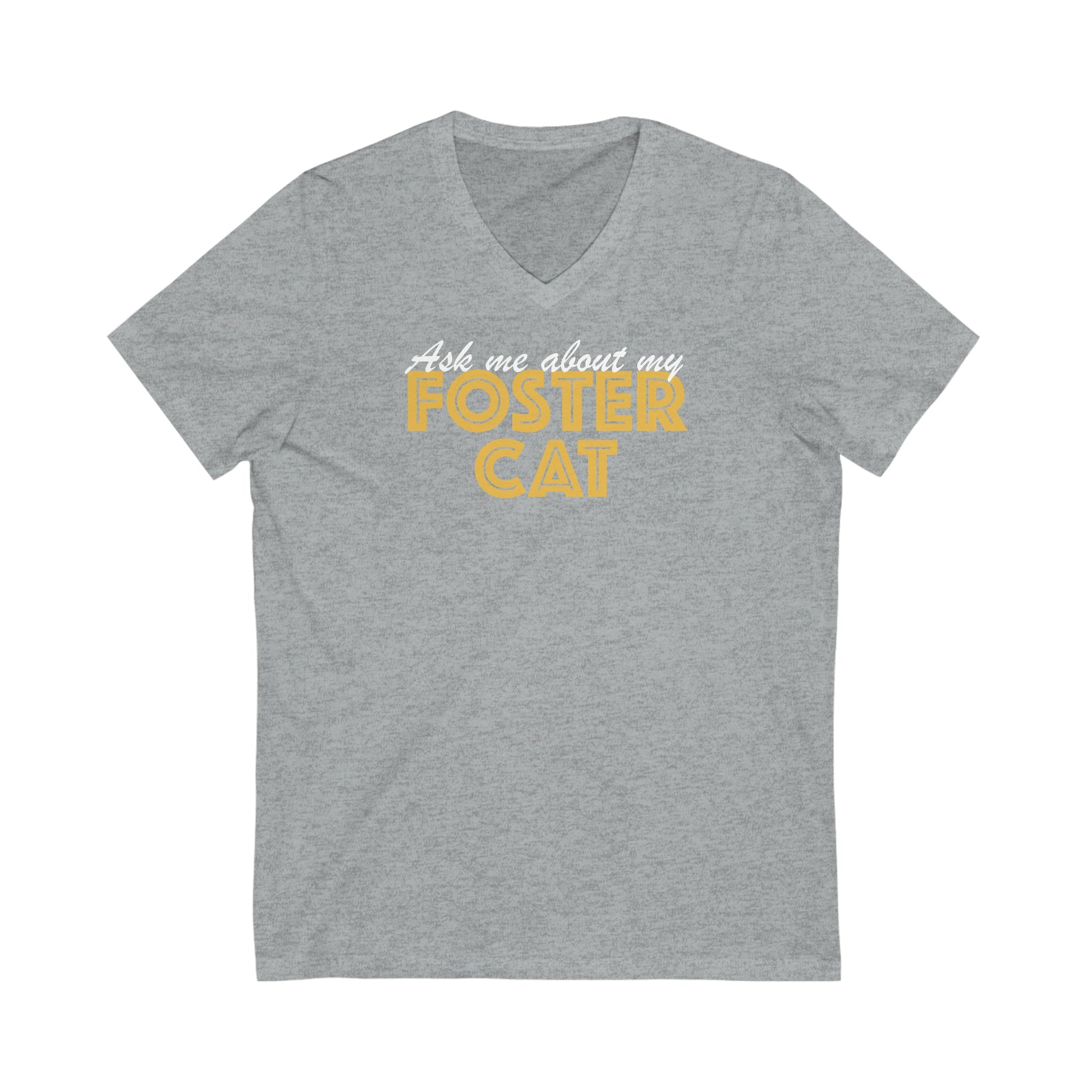 Ask Me About My Foster Cat | Unisex V-Neck Tee - Detezi Designs-29587699105933484853