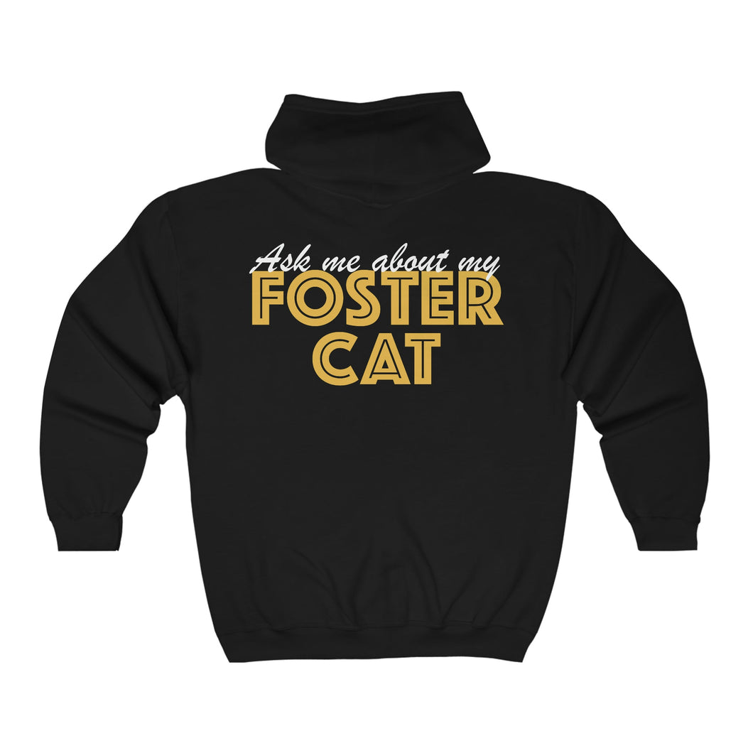 Ask Me About My Foster Cat | Zip-up Sweatshirt - Detezi Designs-27738707056570560858