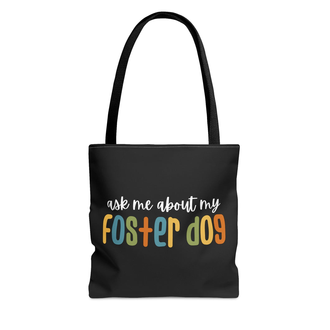 Ask Me About My Foster Dog - Retro Colors | Tote Bag - Detezi Designs-10027636628230921650