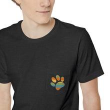 Load image into Gallery viewer, Ask Me About My Foster Pet - Retro Colors | Pocket T-shirt - Detezi Designs-15633039628438635257
