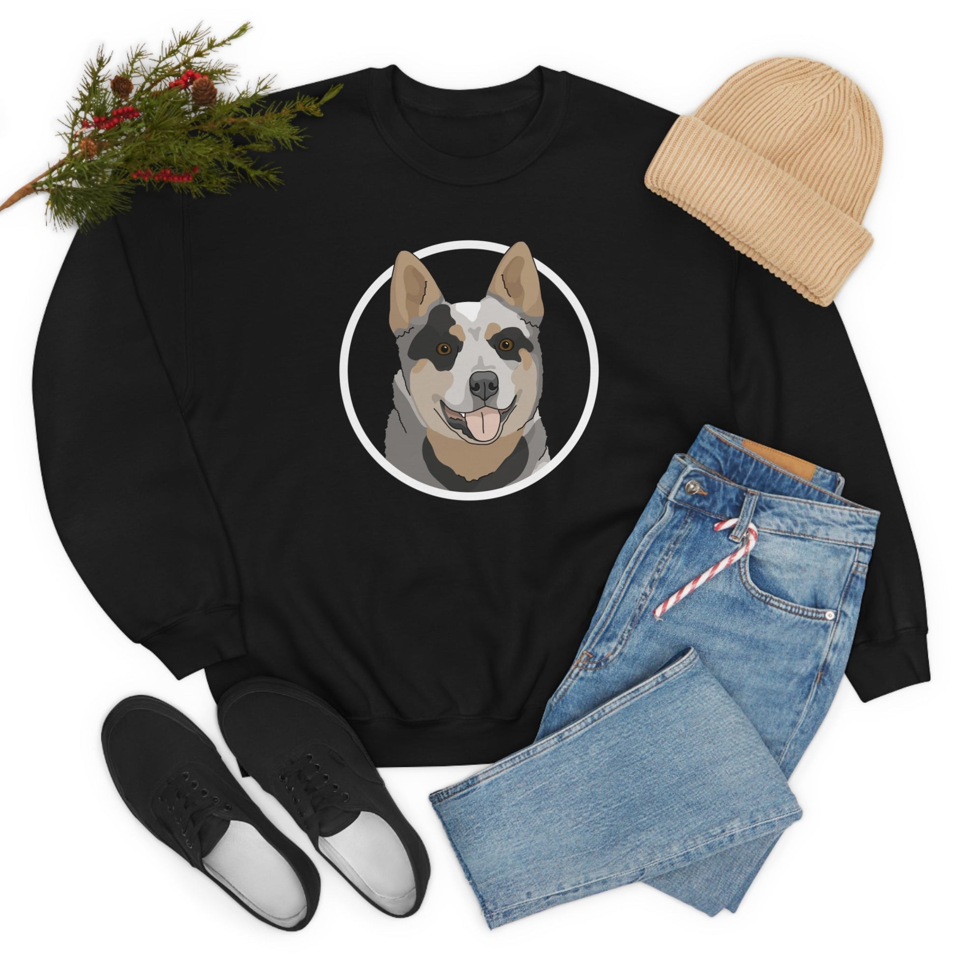 Australian Cattle Dog Circle | Crewneck Sweatshirt - Detezi Designs-82751463583386584067