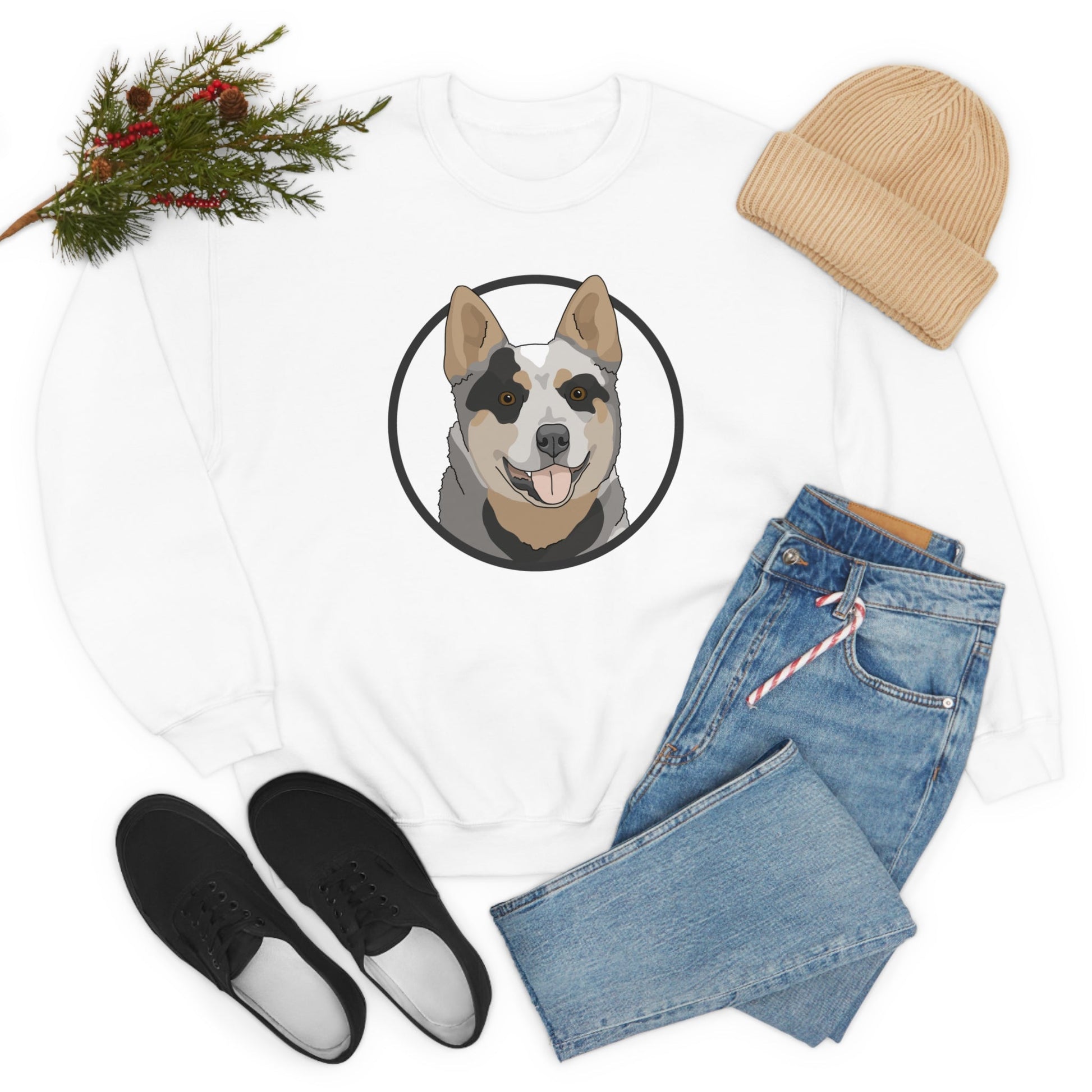 Australian Cattle Dog Circle | Crewneck Sweatshirt - Detezi Designs-82751463583386584067