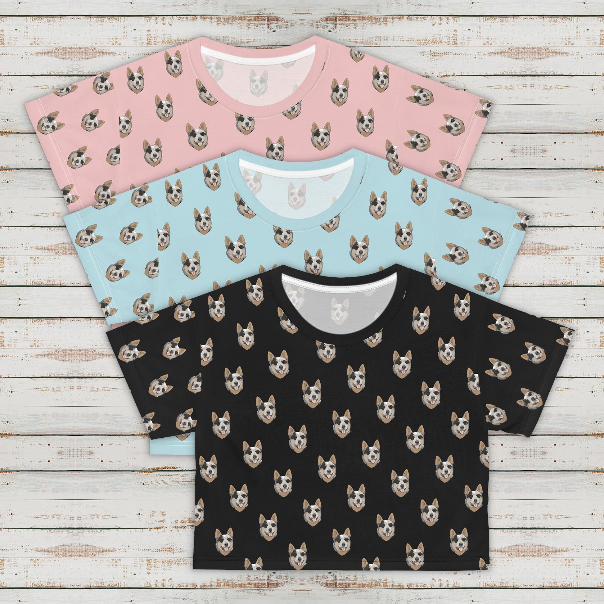 Australian Cattle Dog Faces | Crop Tee - Detezi Designs-GR001