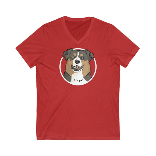 Australian Shepherd Circle | Unisex V-Neck Tee - Detezi Designs-14285454950487009014