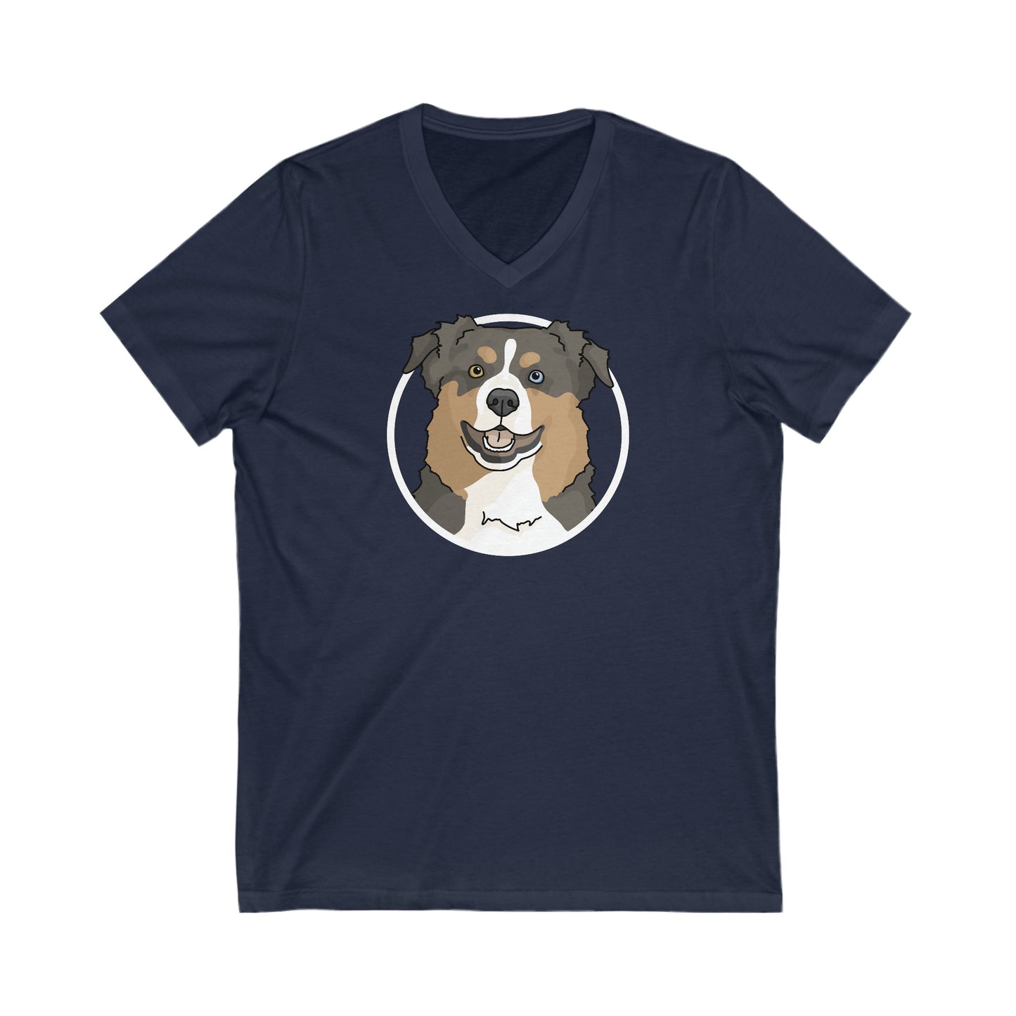 Australian Shepherd Circle | Unisex V-Neck Tee - Detezi Designs-21156564733973556351