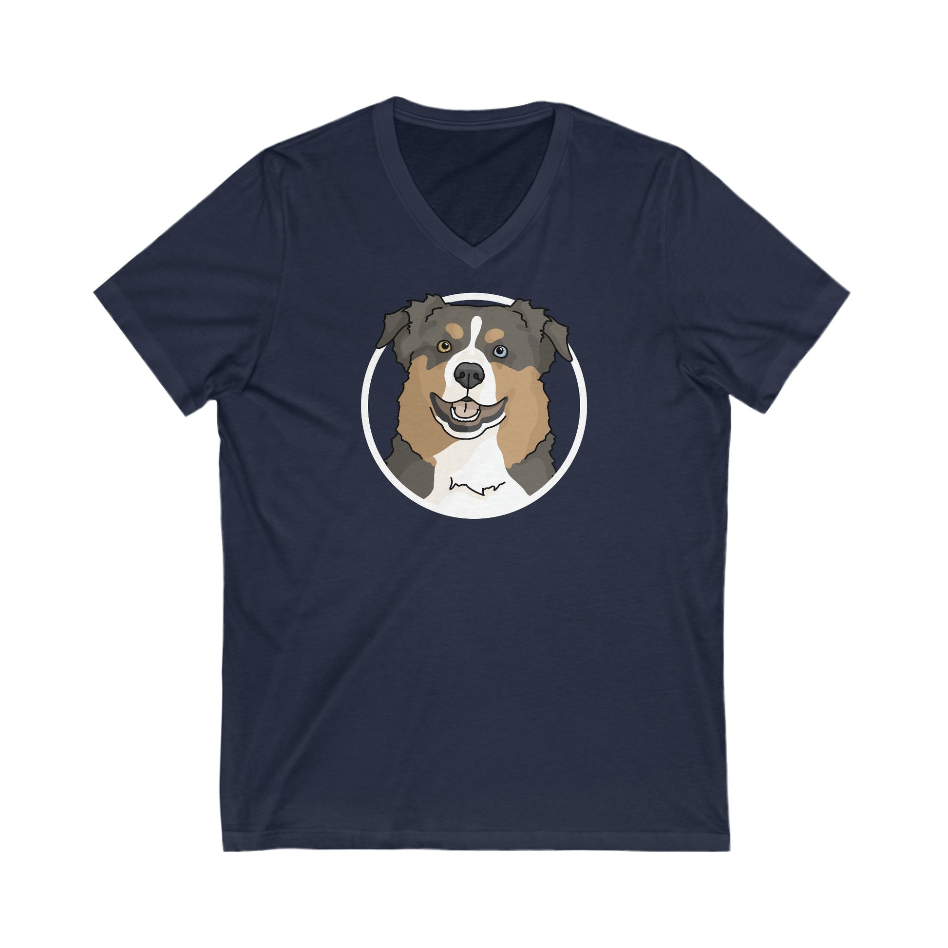 Australian Shepherd Circle | Unisex V-Neck Tee - Detezi Designs-21156564733973556351