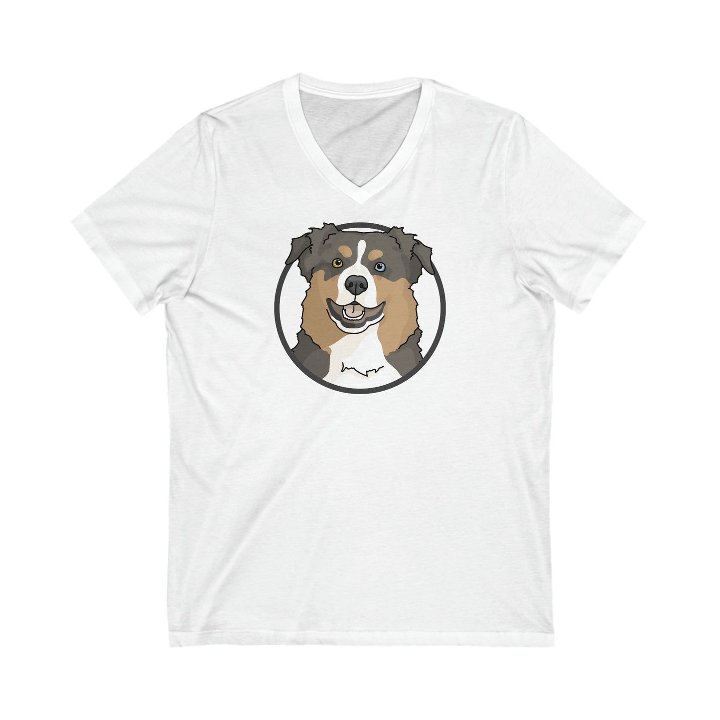 Australian Shepherd Circle | Unisex V-Neck Tee - Detezi Designs-24759084662625980634