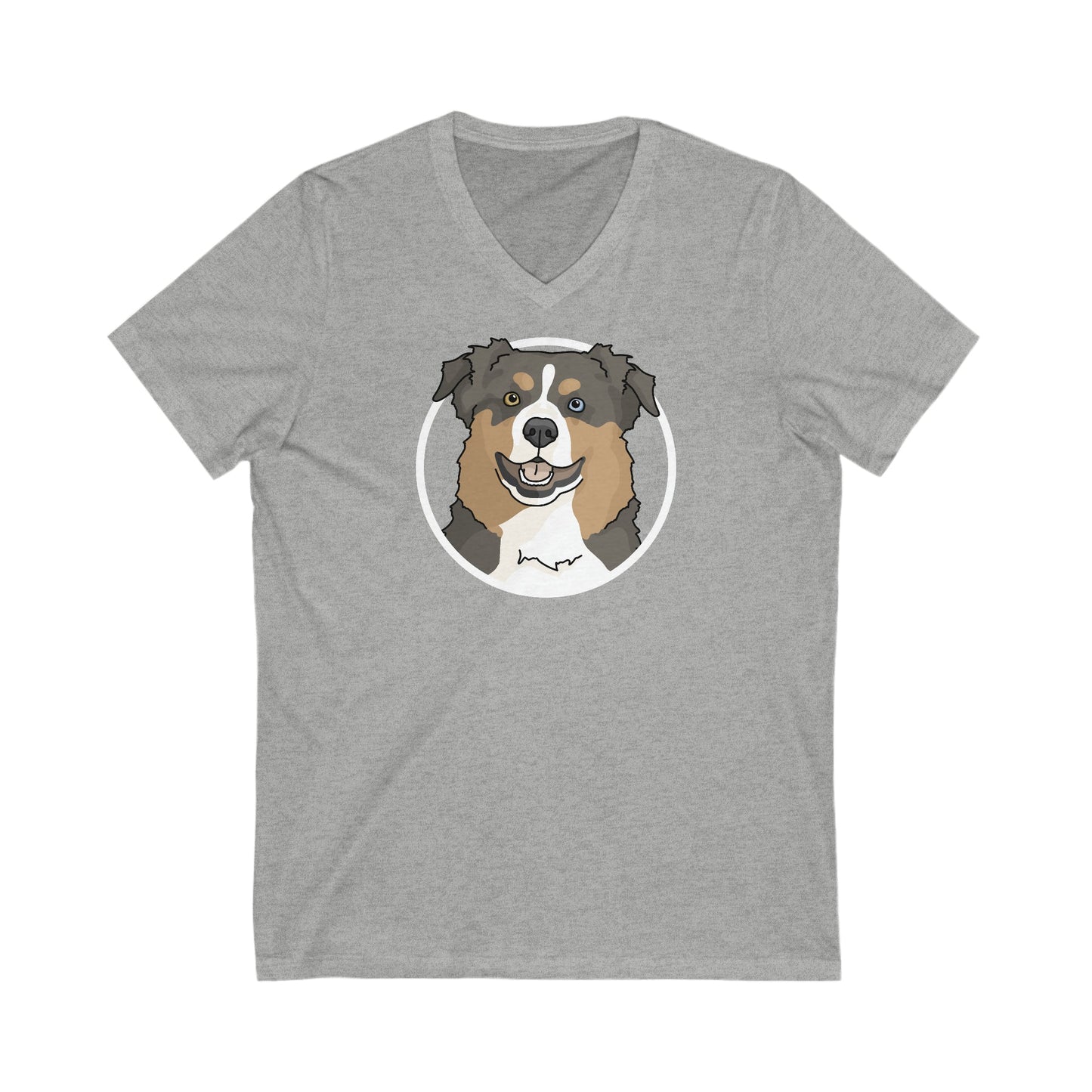 Australian Shepherd Circle | Unisex V-Neck Tee - Detezi Designs-33202027923470222255