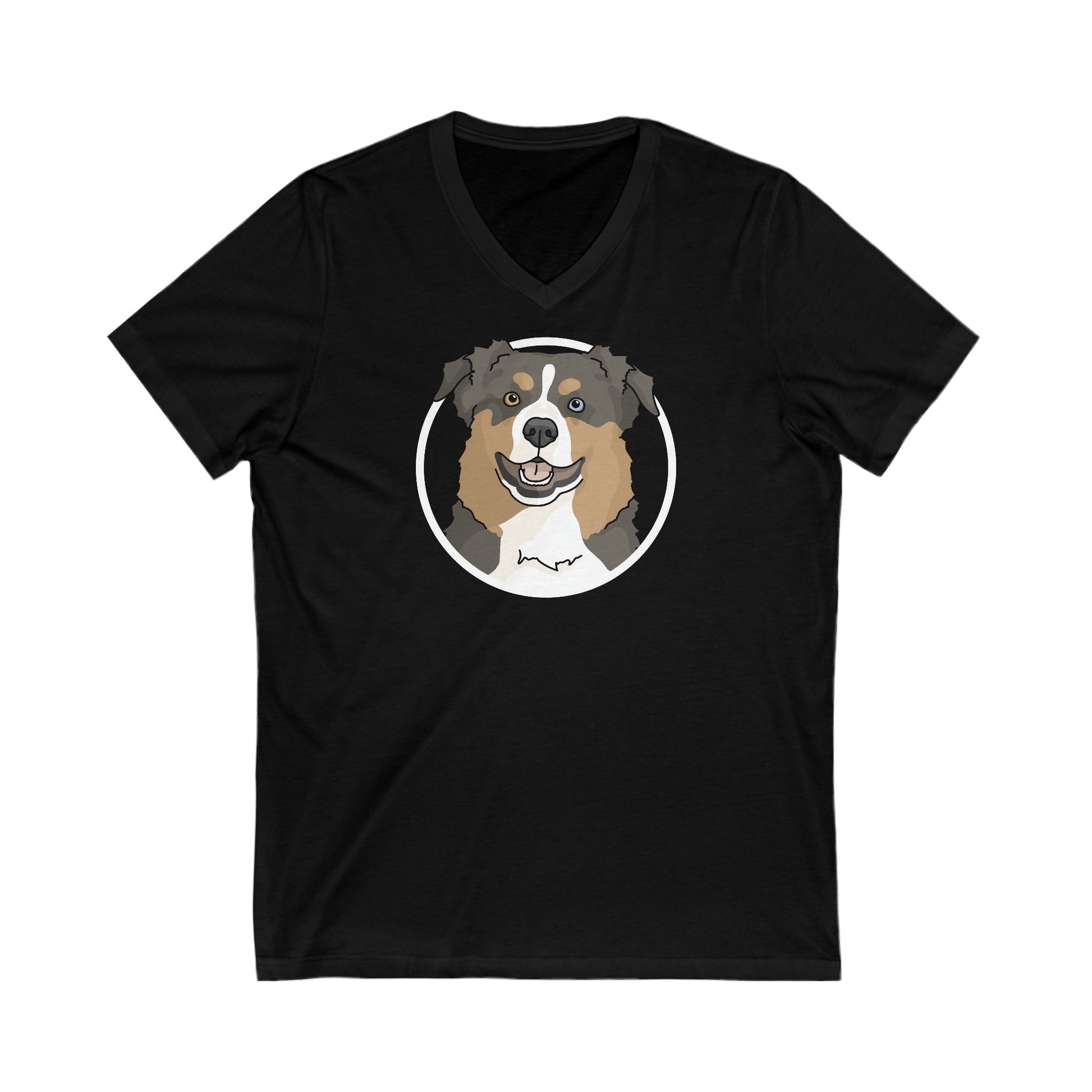 Australian Shepherd Circle | Unisex V-Neck Tee - Detezi Designs-47007822792832368678