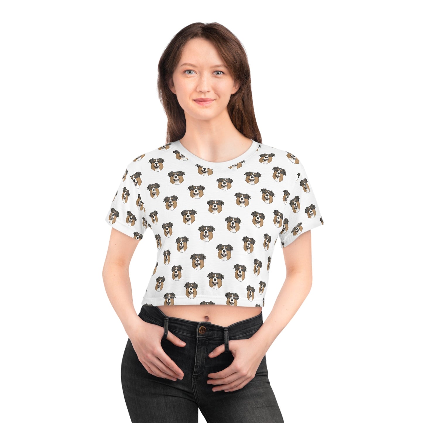 Australian Shepherd Faces | Crop Tee - Detezi Designs-GR001