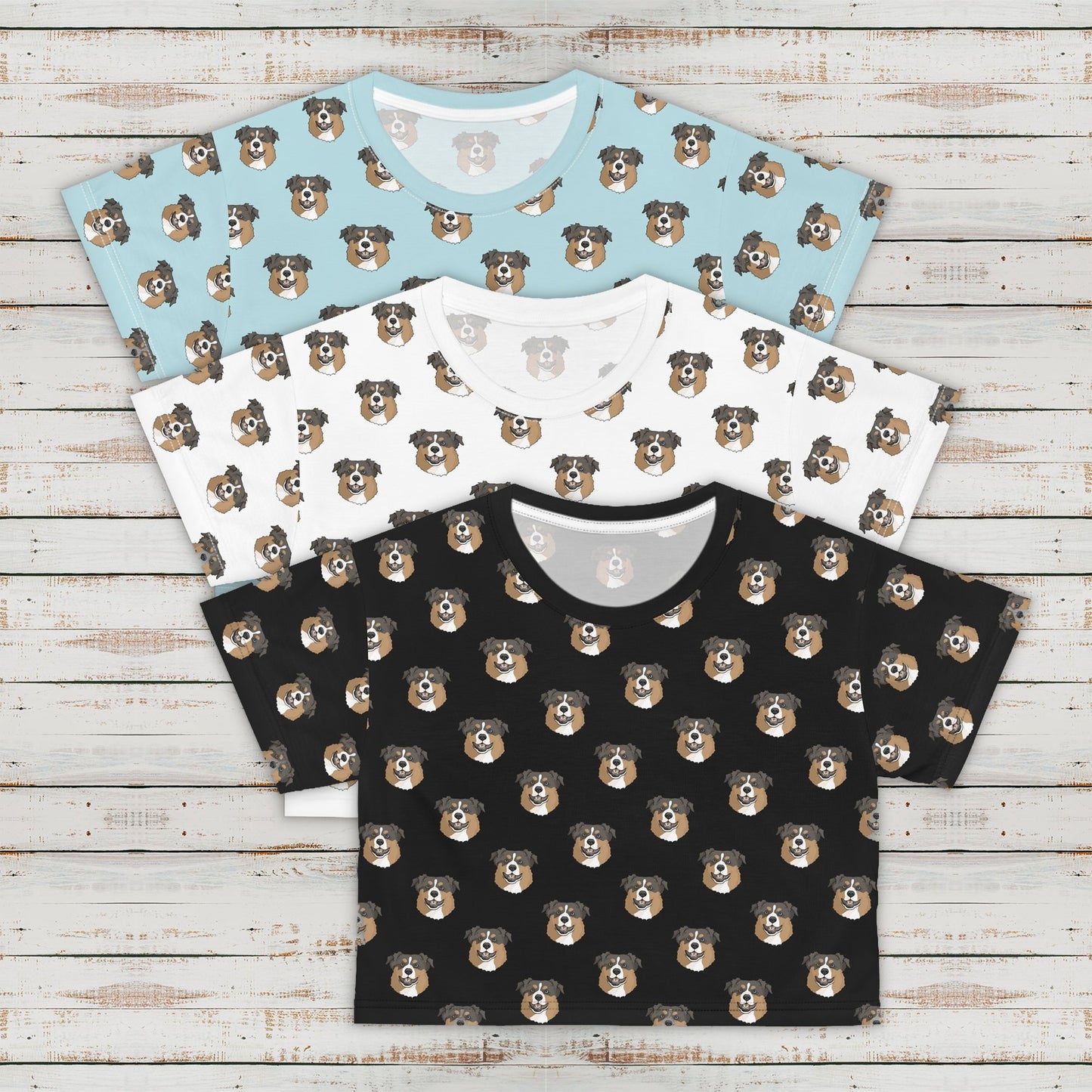 Australian Shepherd Faces | Crop Tee - Detezi Designs-GR001