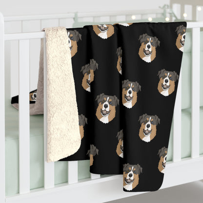 Australian Shepherd Faces | Sherpa Fleece Blanket - Detezi Designs-26299107668050848990