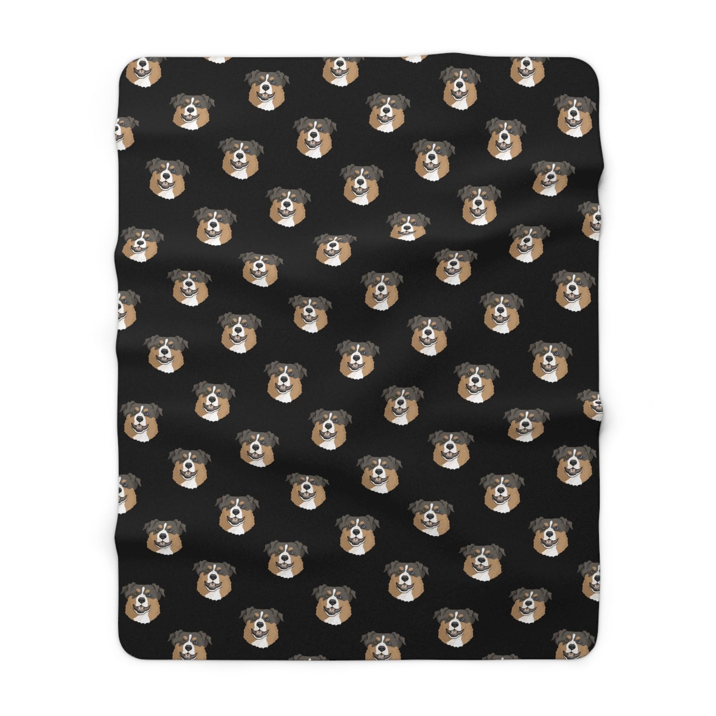 Australian Shepherd Faces | Sherpa Fleece Blanket - Detezi Designs-32279965050262821277