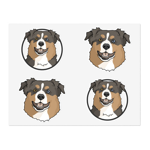 Australian Shepherd Faces | Sticker Sheet - Detezi Designs-19656489091901065518