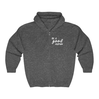Be A Good Human | Zip-up Sweatshirt - Detezi Designs-31361668116041938466
