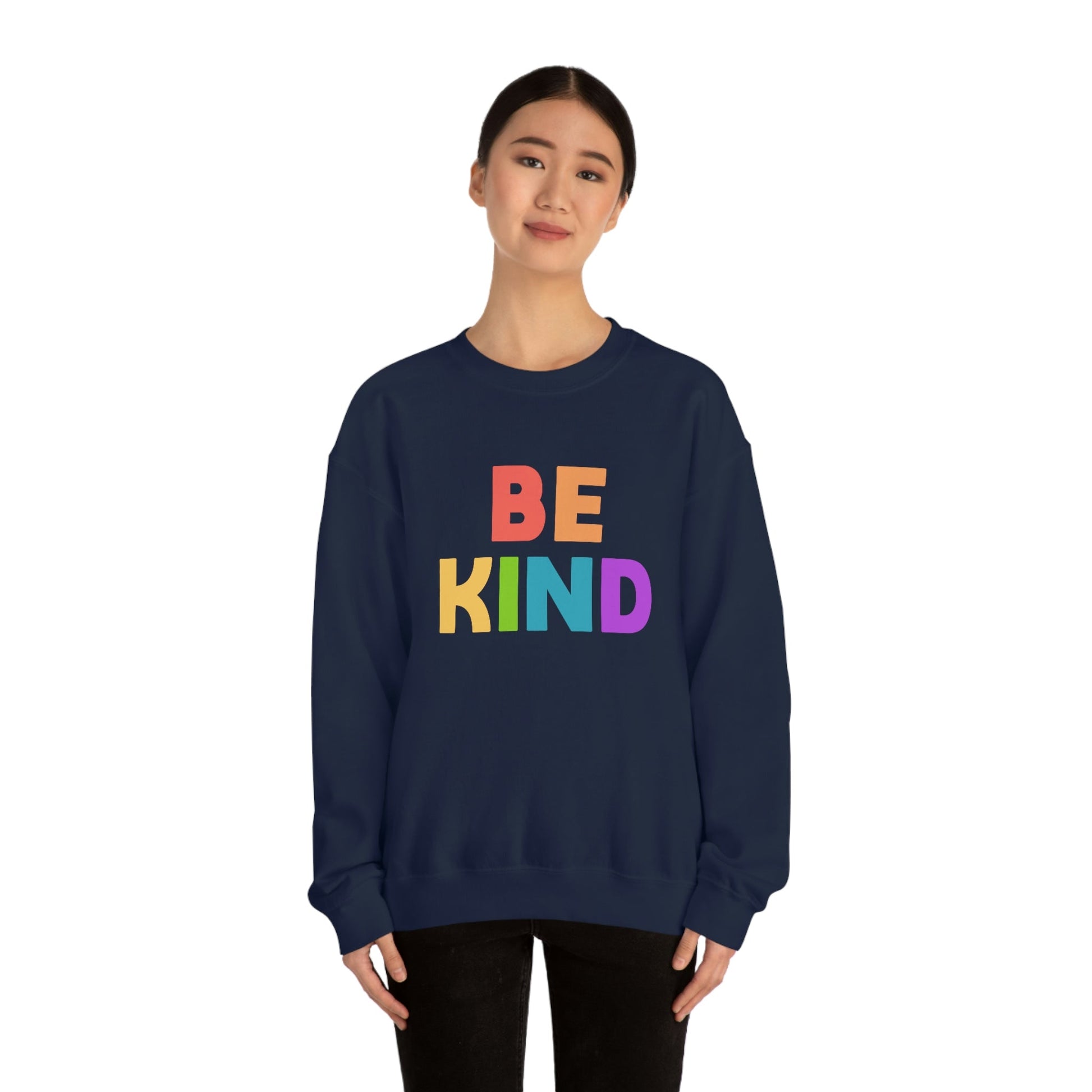 Be Kind Rainbow | Crewneck Sweatshirt - Detezi Designs-10389405811034771957