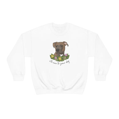 Be Nice to Your Dog | Crewneck Sweatshirt - Detezi Designs-24936321832820536463