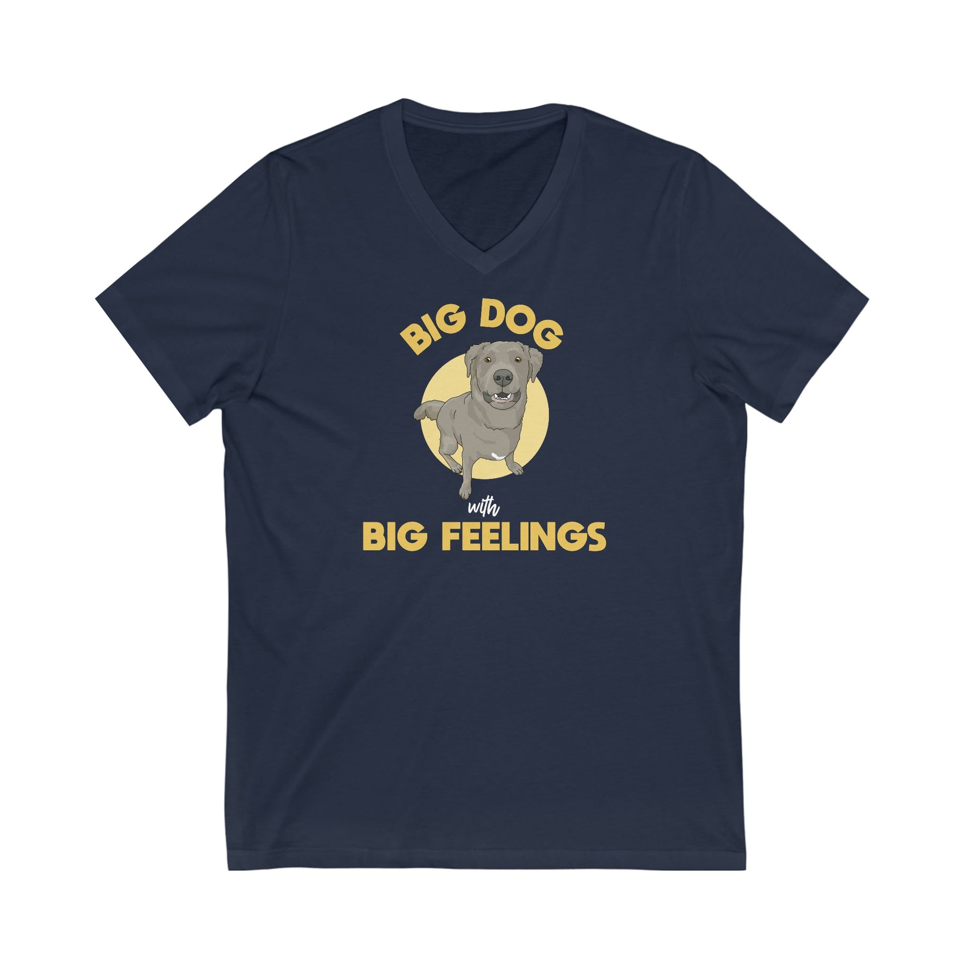 Big Dog With Big Feelings | Unisex V-Neck Tee - Detezi Designs-66761593182359613407