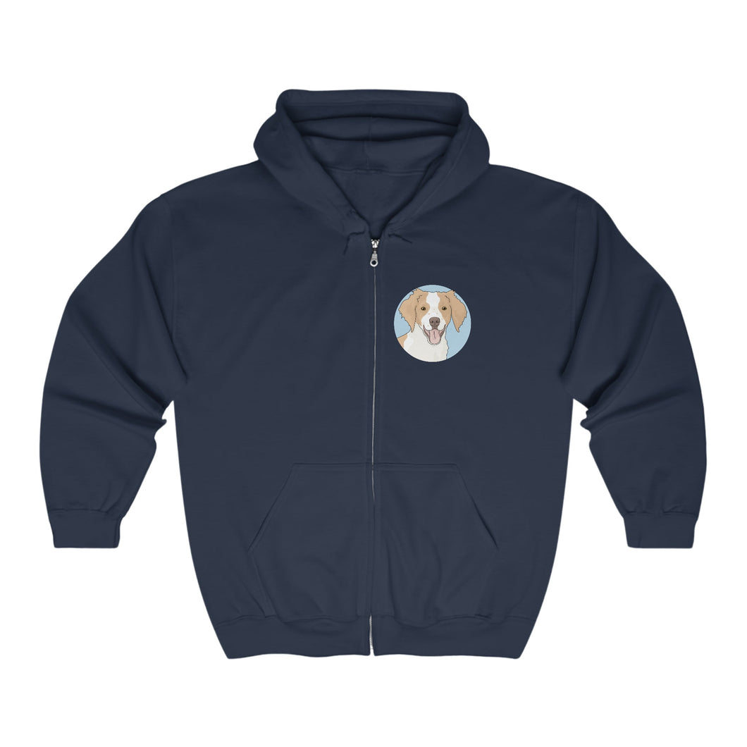 Brittany Spaniel | Zip-up Sweatshirt - Detezi Designs-12587169688274049627