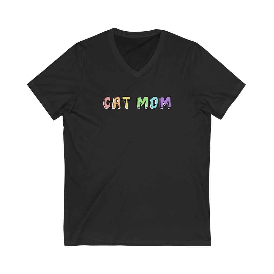 Cat Mom | Unisex V-Neck Tee - Detezi Designs-18380320483190441271
