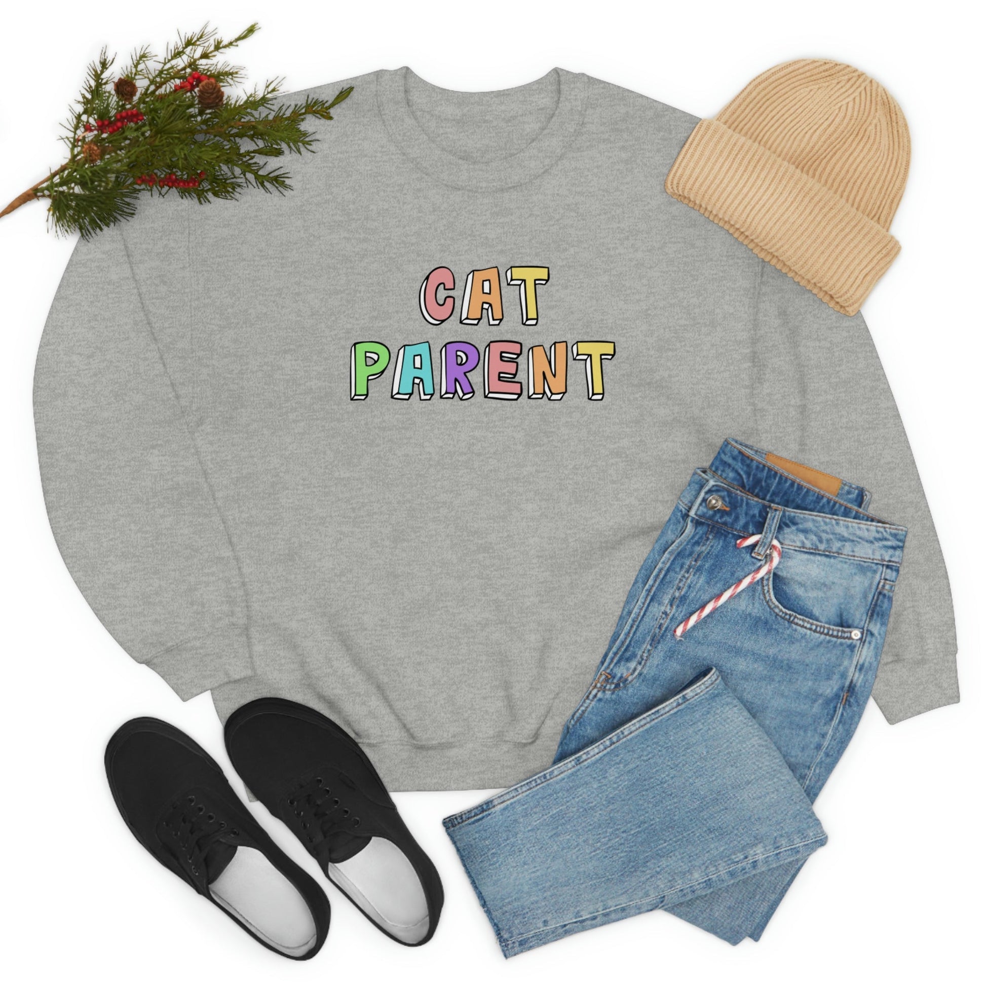 Cat Parent | Crewneck Sweatshirt - Detezi Designs-21487676387543582397