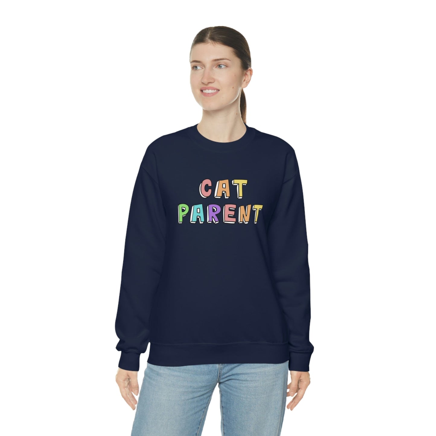 Cat Parent | Crewneck Sweatshirt - Detezi Designs-25976699475978278793