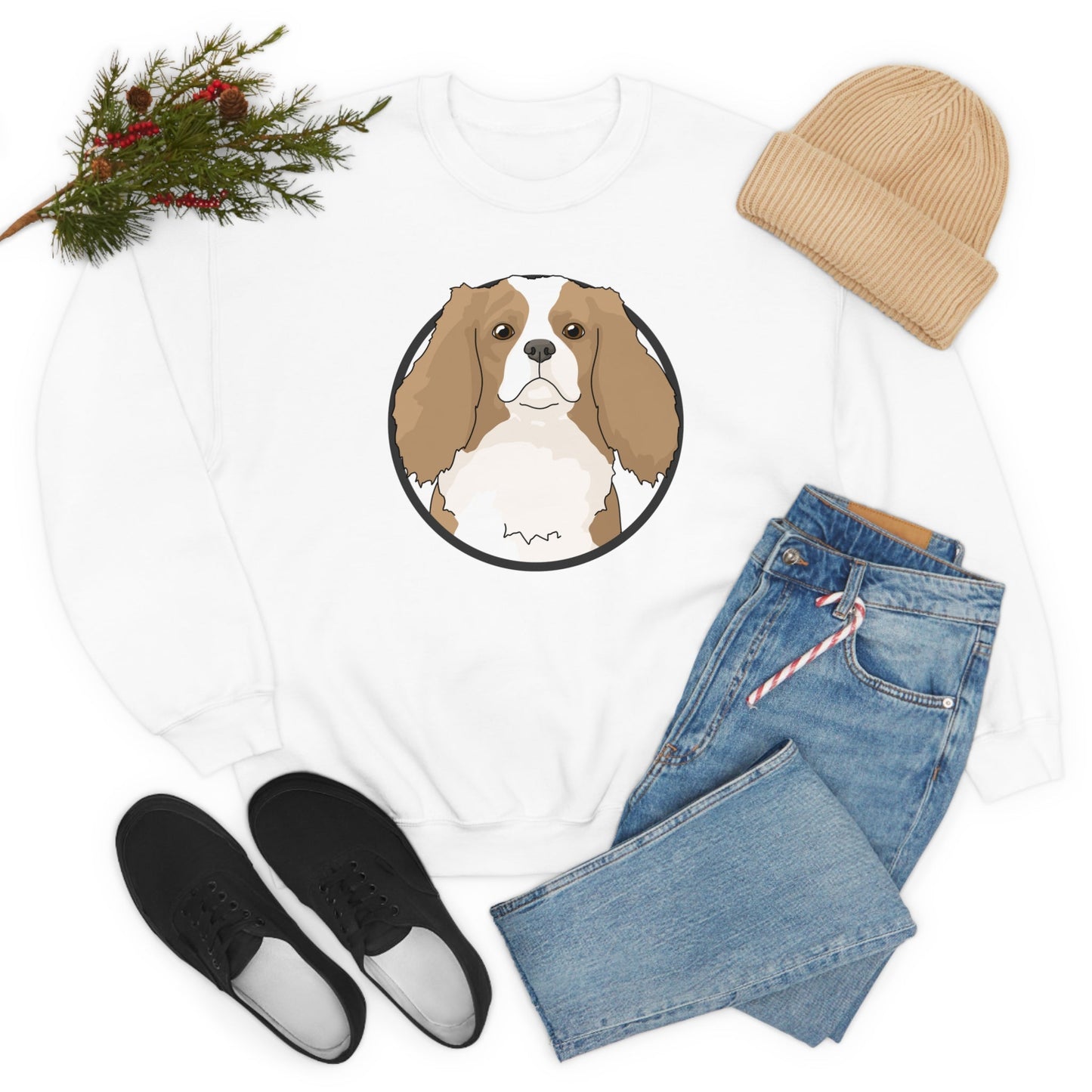 Cavalier King Charles Spaniel Circle | Crewneck Sweatshirt - Detezi Designs-25275810786469696638