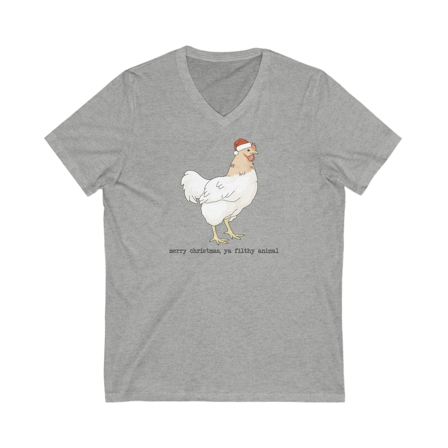 Christmas Chicken | Unisex V-Neck Tee - Detezi Designs-10593757887114242743