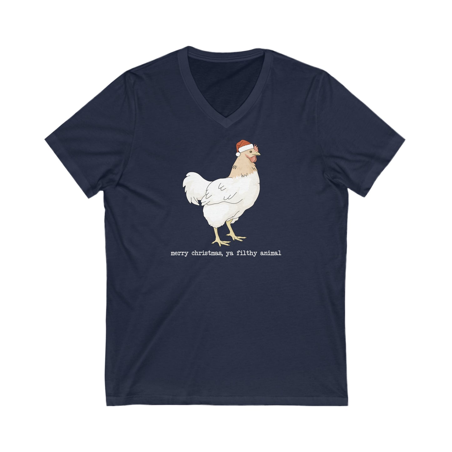 Christmas Chicken | Unisex V-Neck Tee - Detezi Designs-15178471257586506560