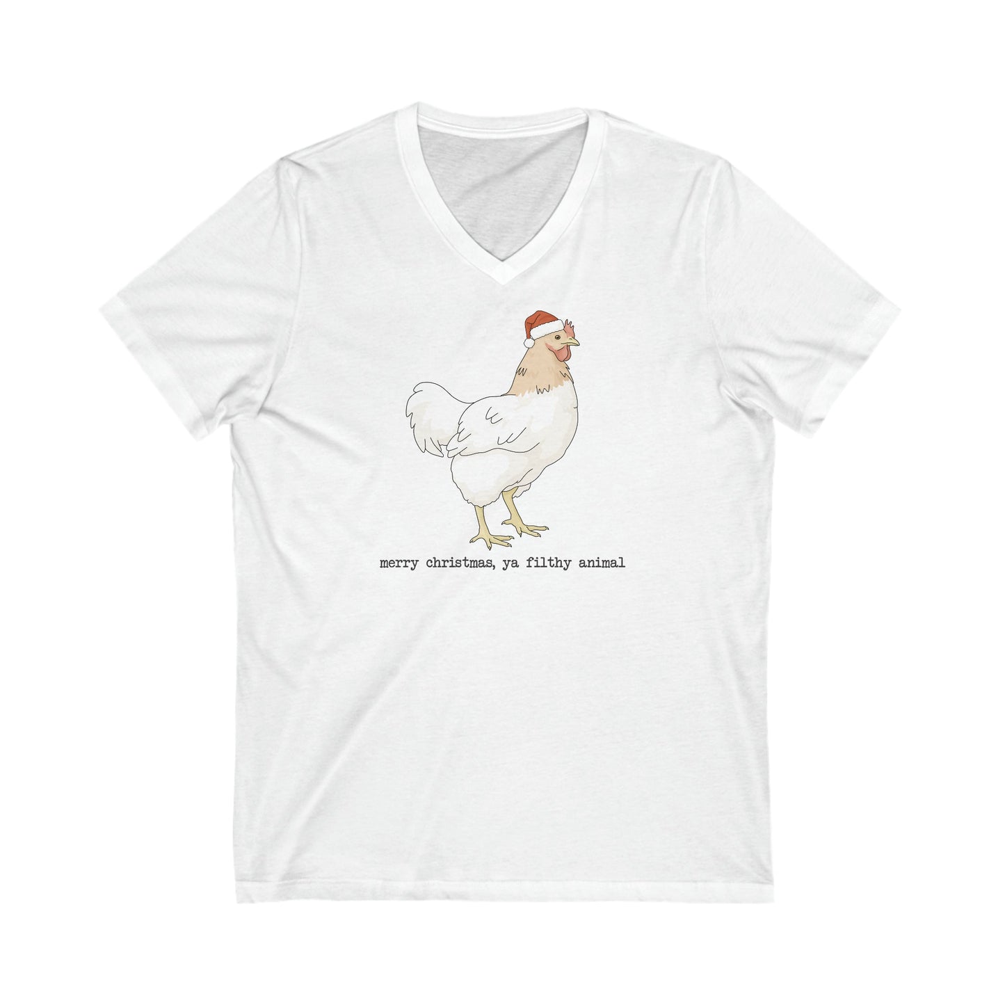 Christmas Chicken | Unisex V-Neck Tee - Detezi Designs-31013586392220580538