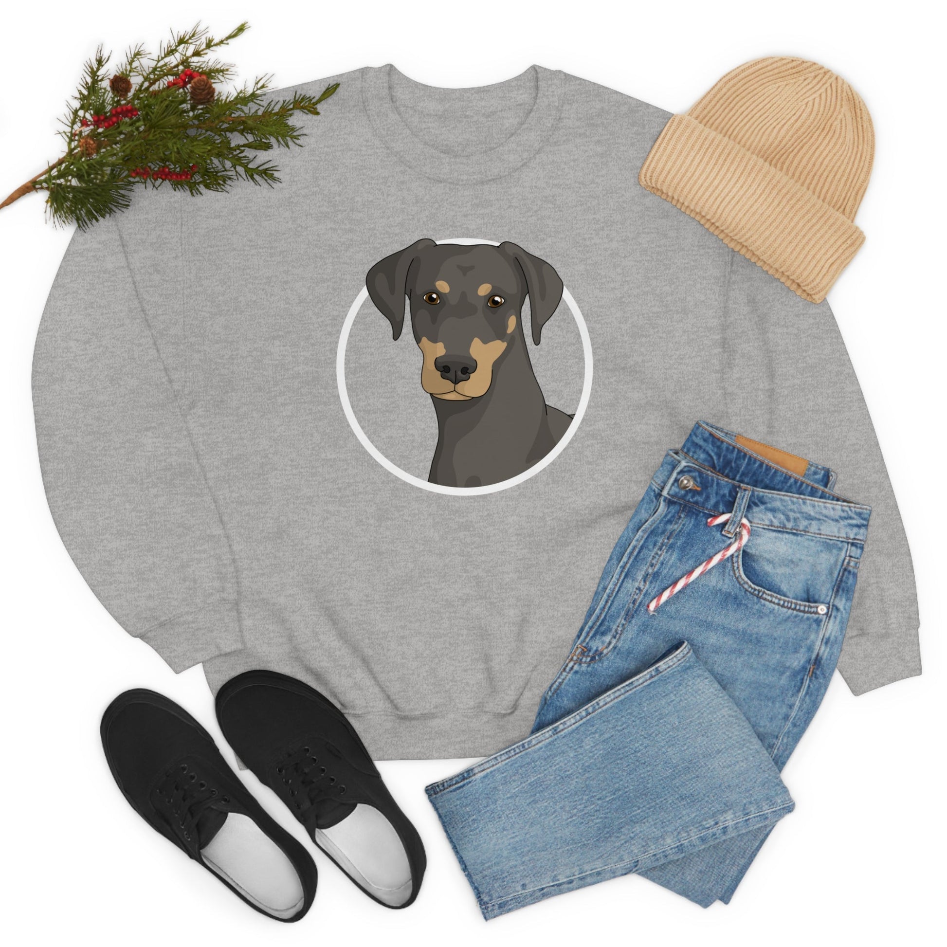 Doberman Circle | Crewneck Sweatshirt - Detezi Designs-28497237362093620650