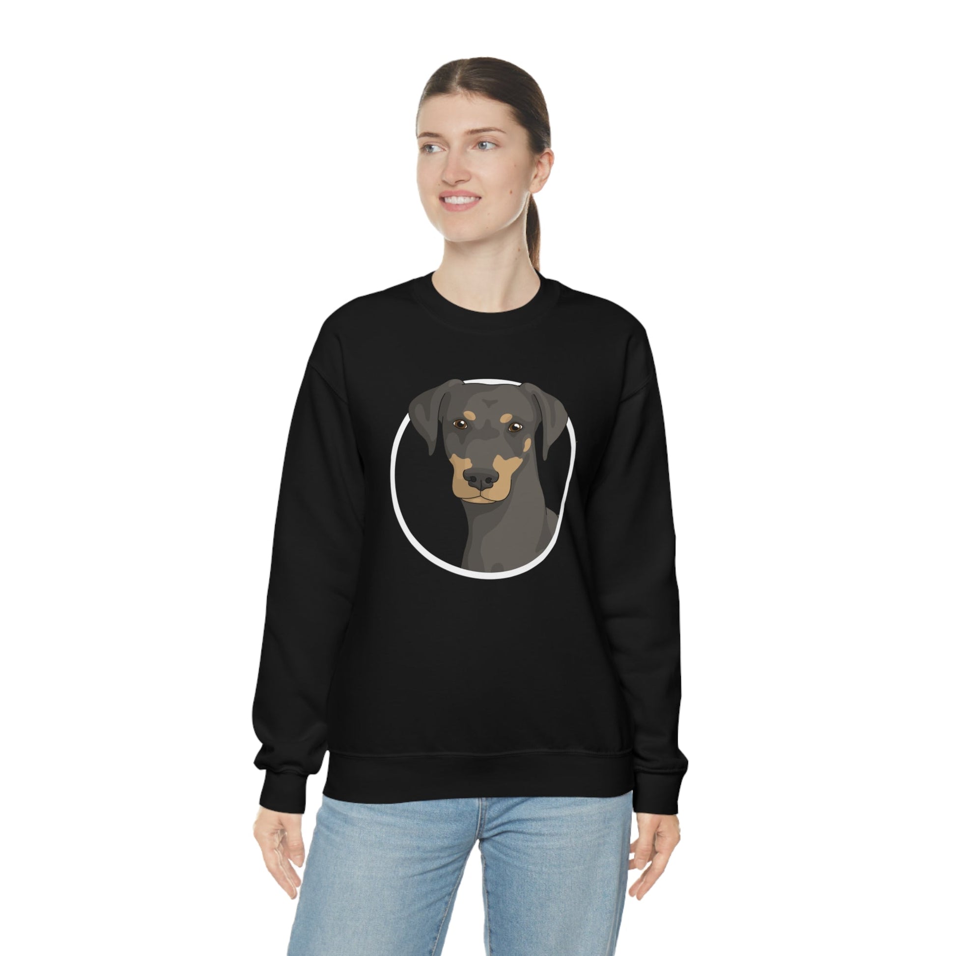 Doberman Circle | Crewneck Sweatshirt - Detezi Designs-28497237362093620650