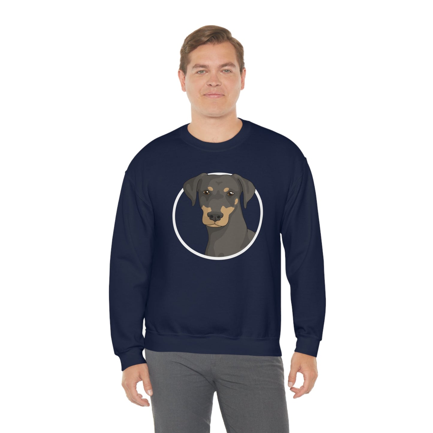 Doberman Circle | Crewneck Sweatshirt - Detezi Designs-28497237362093620650