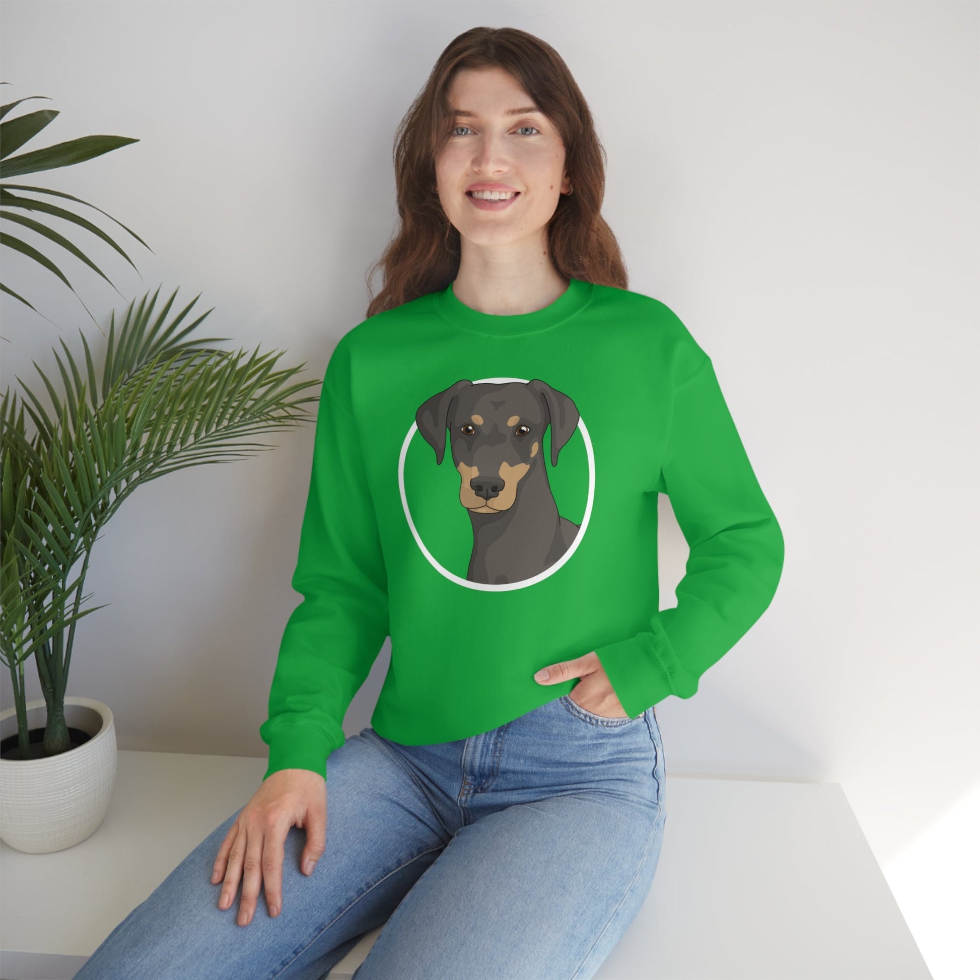 Doberman Circle | Crewneck Sweatshirt - Detezi Designs-28497237362093620650