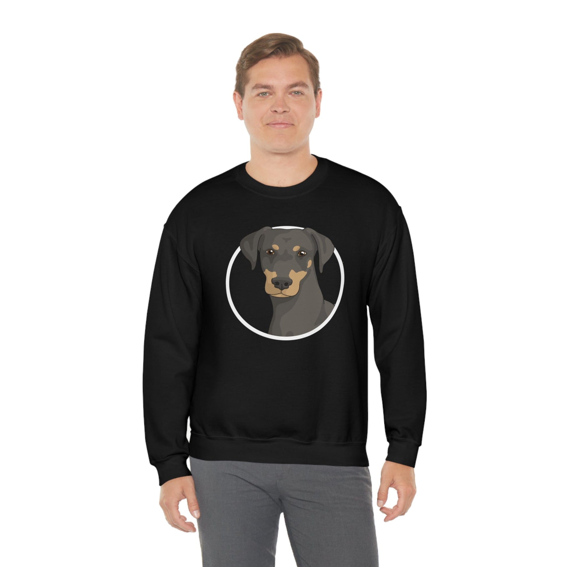 Doberman Circle | Crewneck Sweatshirt - Detezi Designs-28497237362093620650