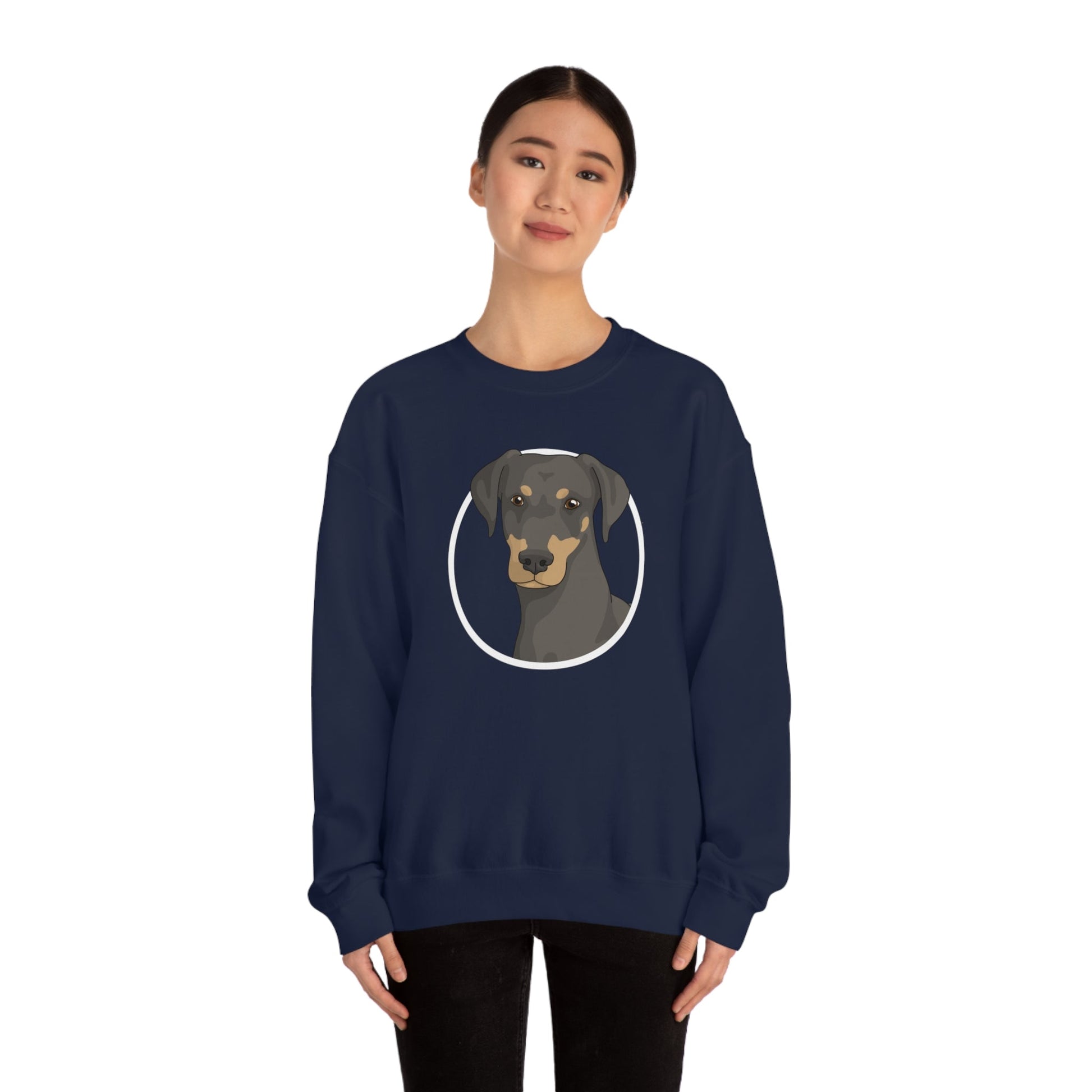 Doberman Circle | Crewneck Sweatshirt - Detezi Designs-28497237362093620650