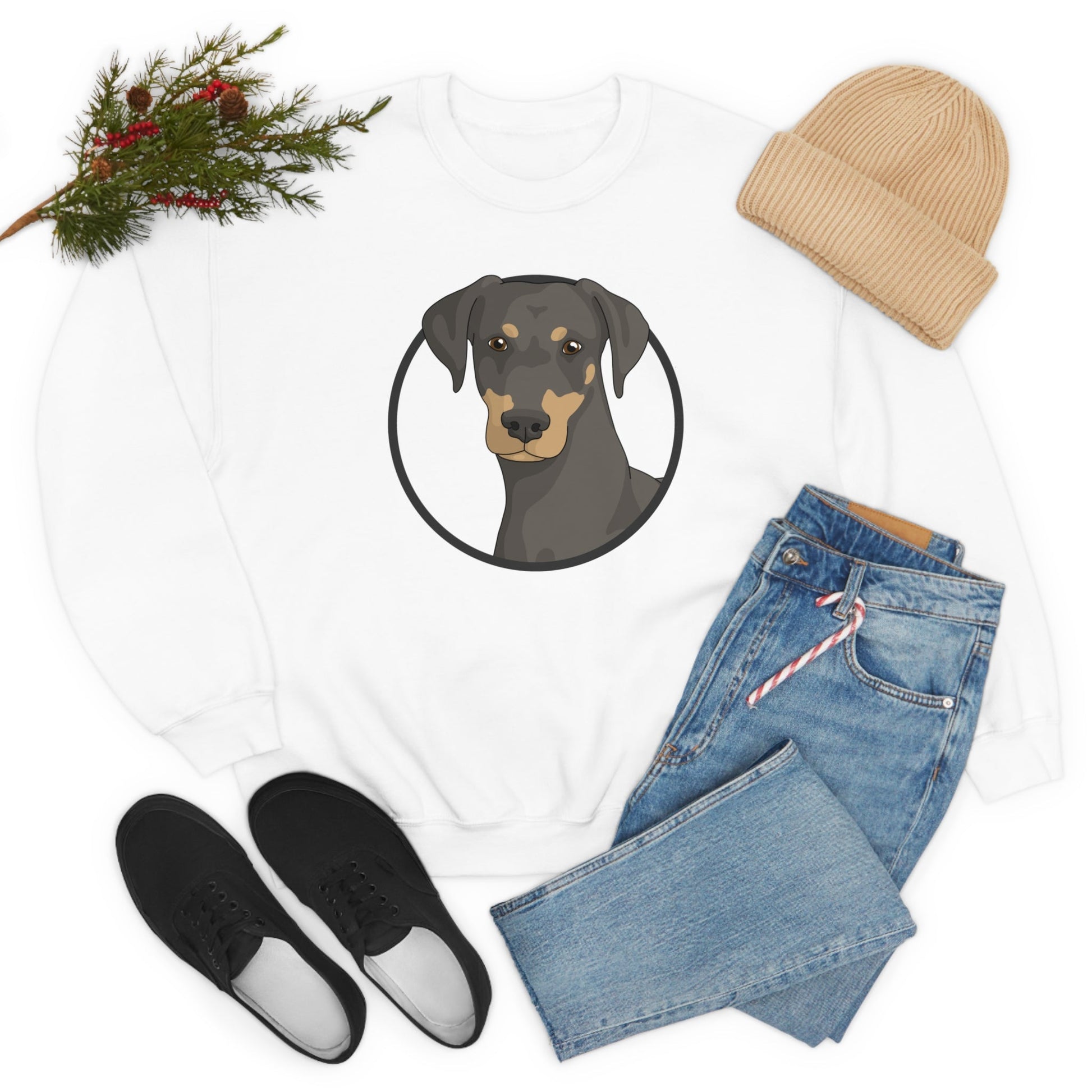 Doberman Circle | Crewneck Sweatshirt - Detezi Designs-28497237362093620650